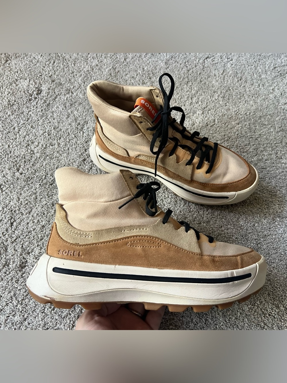Sorel Ona 503 Mid Nova Sand Beige Women's Size 7 Suede Ankle Boots Sneakers